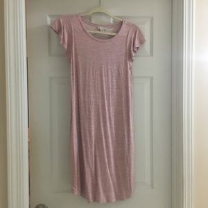 Heathered pink jersey dress with pockets